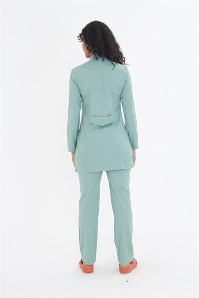 Çağla Yeşili Likralı Tesettür Scrubs Takım