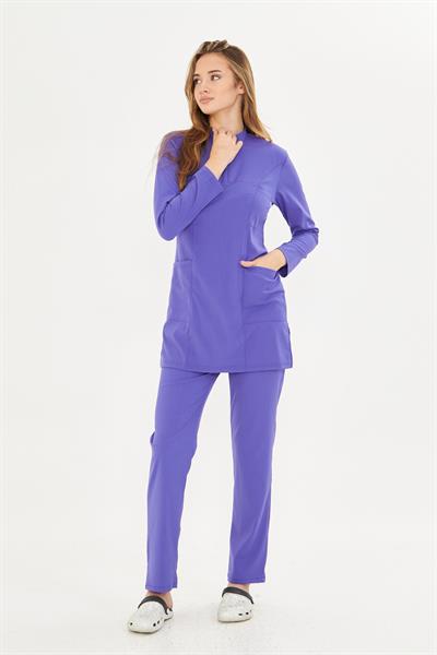 Lavanta Likralı Tesettür Scrubs Takım