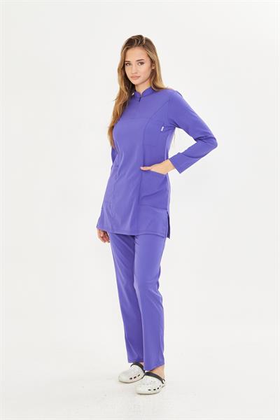 Lavanta Likralı Tesettür Scrubs Takım