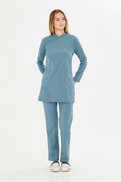 Petrol Likralı Tesettür Scrubs Takım