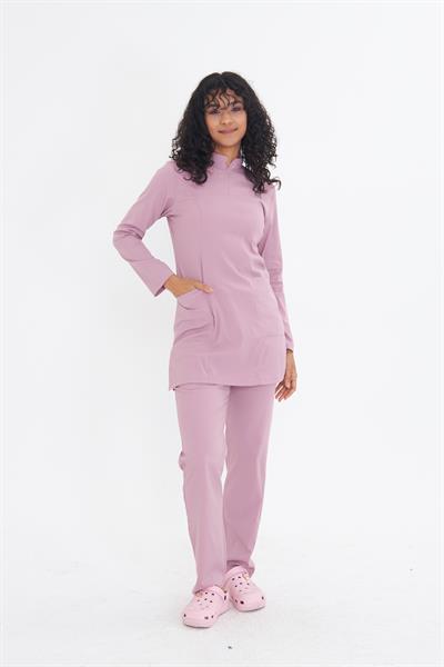 Pudra Likralı Tesettür Scrubs Takım