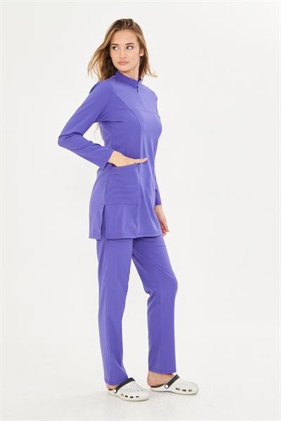 Lavanta Likralı Tesettür Scrubs Takım