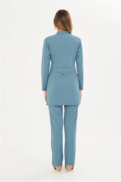 Petrol Likralı Tesettür Scrubs Takım