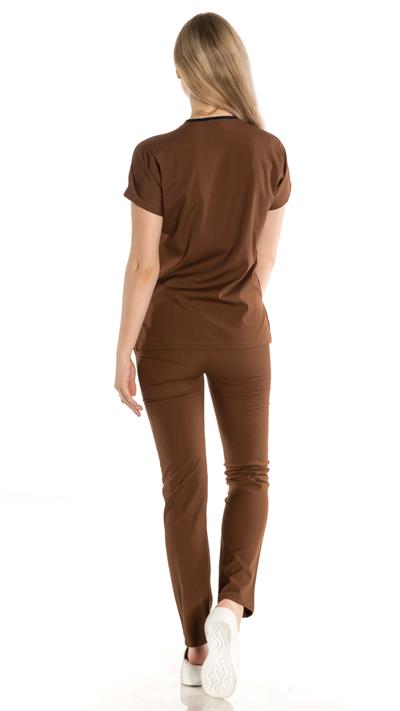 Kahverengi Likralı Greys Scrubs Takım
