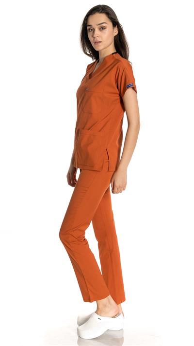 Kiremit Likralı Greys Scrubs Takım