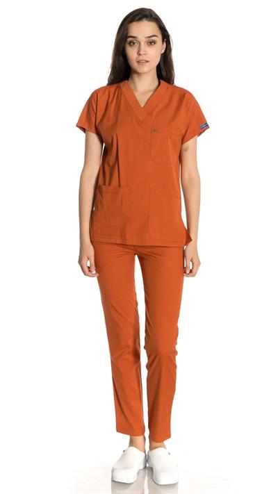 Kiremit Likralı Greys Scrubs Takım