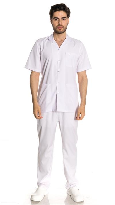 Kısa Boy Kısa Kol Ceket Yaka Alpaka Doktor Önlüğü