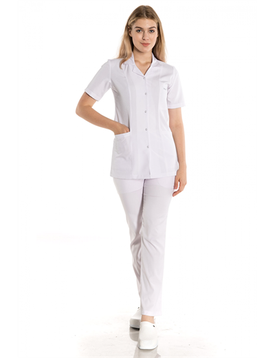 Kısa Boy Kısa Kol Ceket Yaka Alpaka Doktor Önlüğü