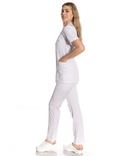 Kısa Boy Kısa Kol Ceket Yaka Alpaka Doktor Önlüğü