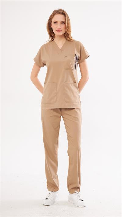 Kum Beji Likralı Greys Scrubs Takım