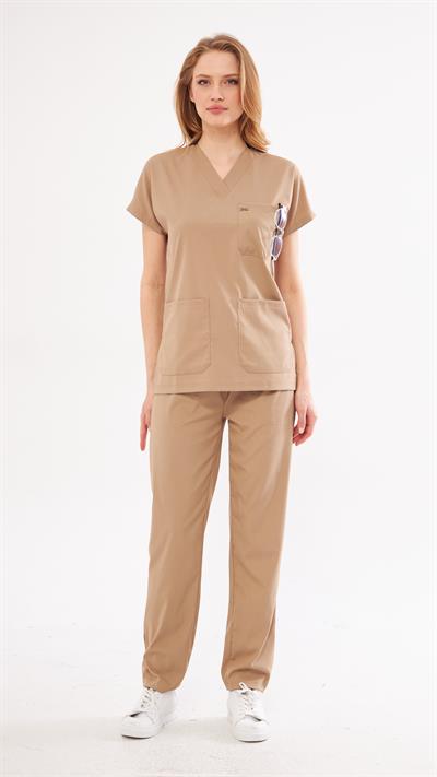 Kum Beji Likralı Greys Scrubs Takım