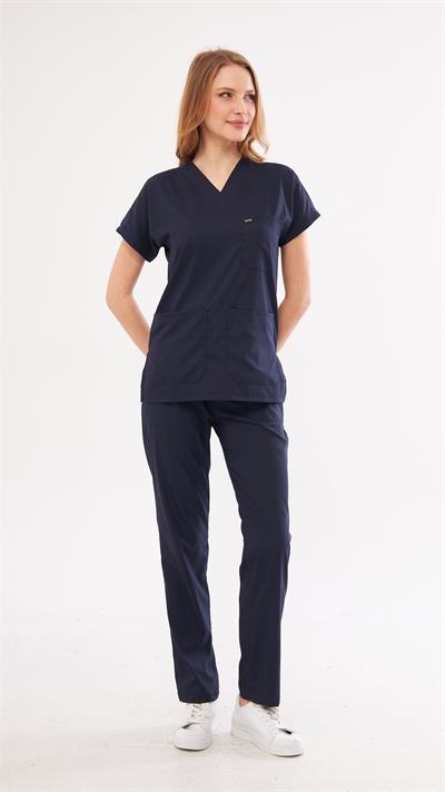 Lacivert Likralı Greys Scrubs Takım