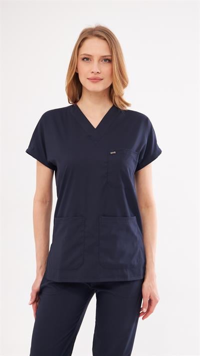 Lacivert Likralı Greys Scrubs Takım