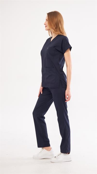 Lacivert Likralı Greys Scrubs Takım