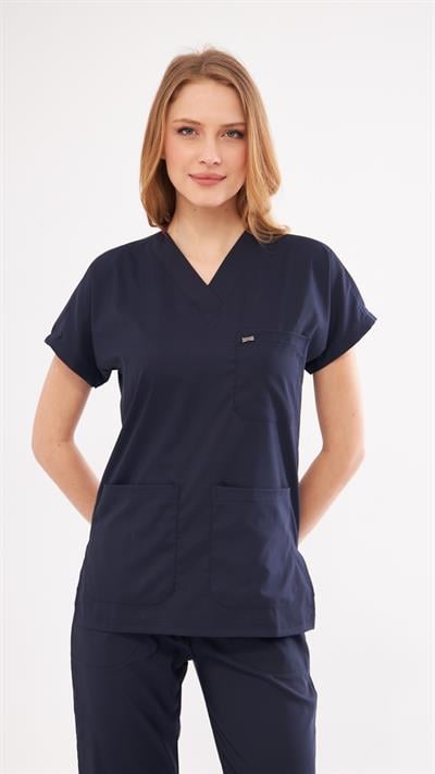 Lacivert Likralı Greys Scrubs Takım