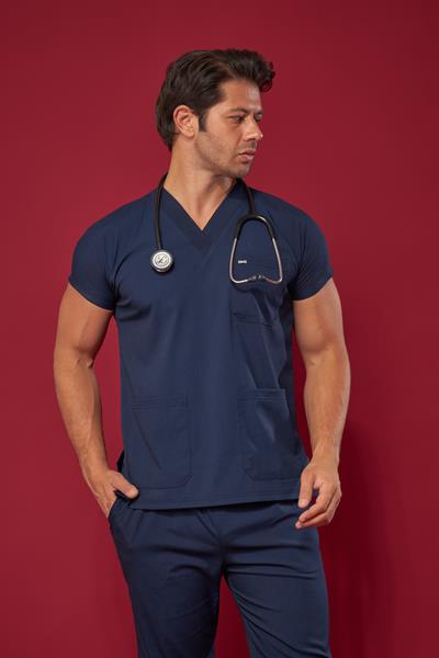 Lacivert  Likralı Greys Scrubs Takım