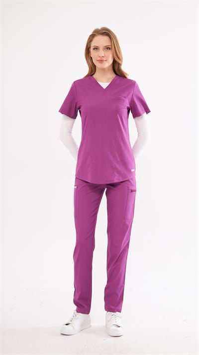 Mor Agape Likralı T1 Scrubs Takım