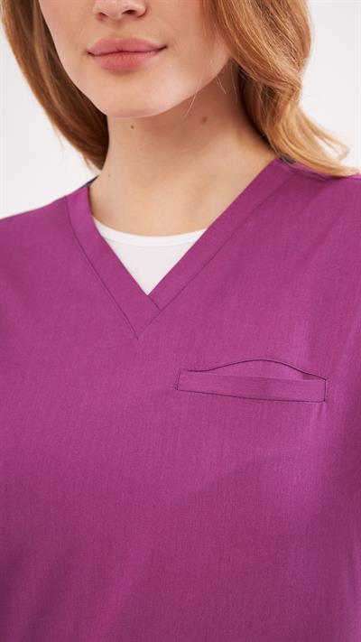 Mor Likralı Agape T1 Scrubs Üst