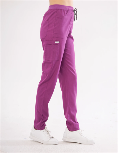 Mor Likralı Lyra Premium Scrubs Pantolon