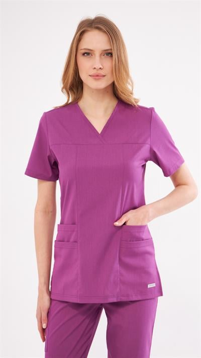 Mor Lyra Likralı Premium Scrubs Takım
