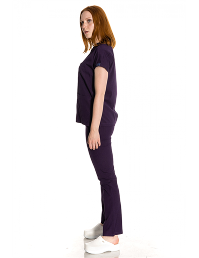 Mürdüm Renkli Likralı Greys Scrubs Takım