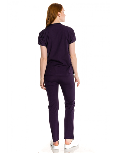 Mürdüm Renkli Likralı Greys Scrubs Takım