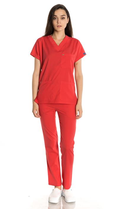 Nar Çiçeği Likralı Greys Scrubs Takım