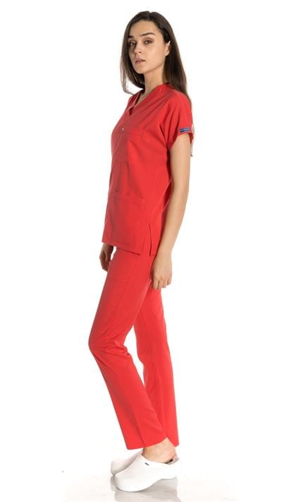 Nar Çiçeği Likralı Greys Scrubs Takım