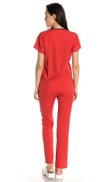 Nar Çiçeği Likralı Greys Scrubs Takım