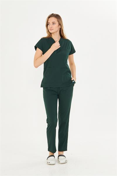 Ördek Başı Yeşili  Likralı Greys Scrubs Takım