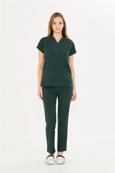 Ördek Başı Yeşili  Likralı Greys Scrubs Takım