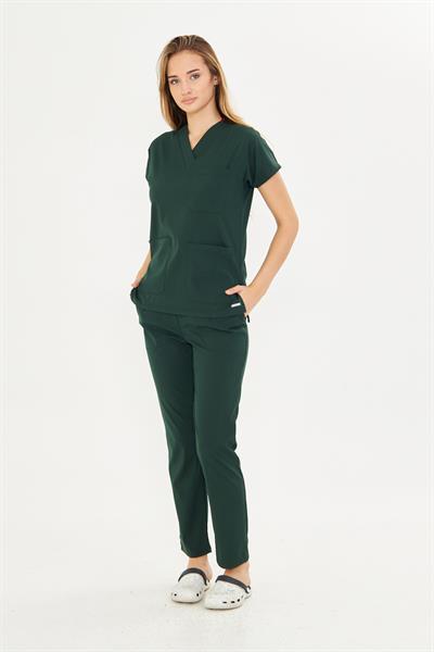 Ördek Başı Yeşili  Likralı Greys Scrubs Takım