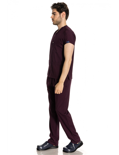 Patlıcan Moru Likralı Greys Scrubs Takım
