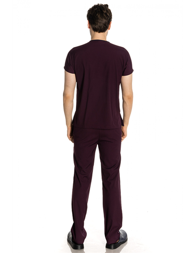 Patlıcan Moru Likralı Greys Scrubs Takım