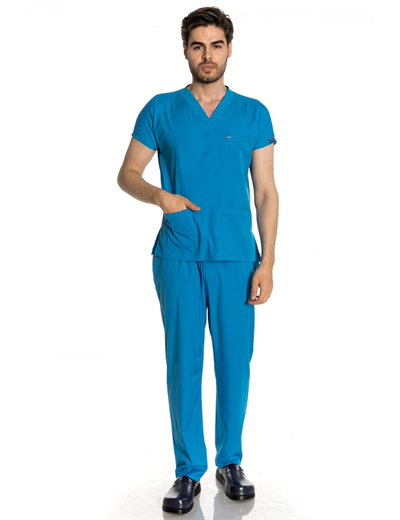 Petrol Yeşili Likralı Greys Scrubs Takım