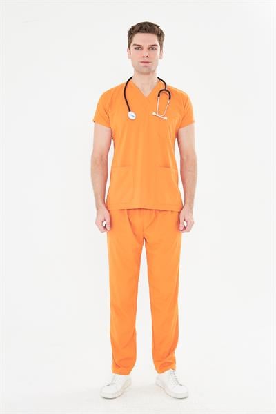 Tıpmod Turuncu 16-1253 Likralı Greys Scrubs Takım