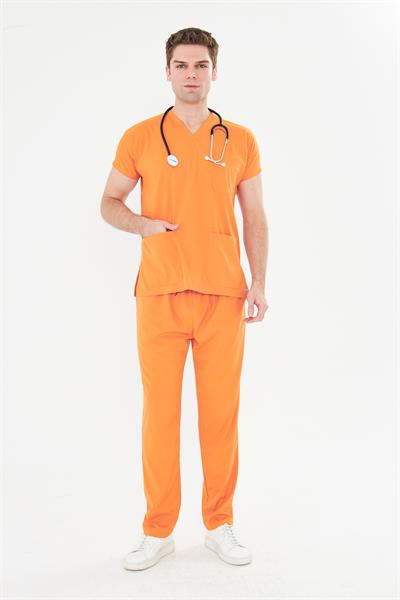 Tıpmod Turuncu 16-1253 Likralı Greys Scrubs Takım