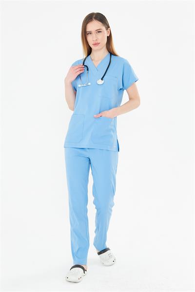 Tıpmod Açık Mavi 15-4225 Likralı Greys Scrubs Takım