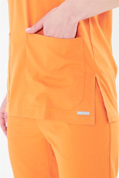Tıpmod Turuncu 16-1253 Likralı Greys Scrubs Takım