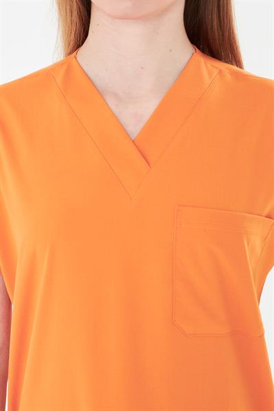 Tıpmod Turuncu 16-1253 Likralı Greys Scrubs Takım