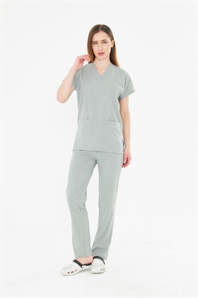 Tıpmod Gri 17-4402 Likralı Greys Scrubs Takım
