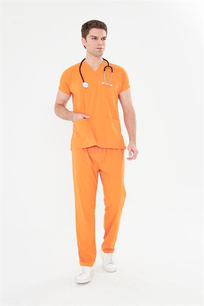 Tıpmod Turuncu 16-1253 Likralı Greys Scrubs Takım