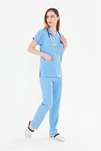 Tıpmod Açık Mavi 15-4225 Likralı Greys Scrubs Takım