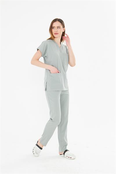 Tıpmod Gri 17-4402 Likralı Greys Scrubs Takım