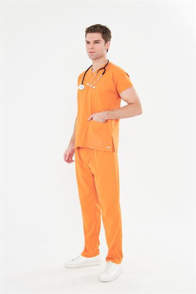 Tıpmod Turuncu 16-1253 Likralı Greys Scrubs Takım