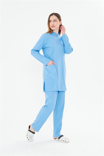 Tıpmod Açık Mavi 15-4225 Likralı Tesettür Scrubs Takım