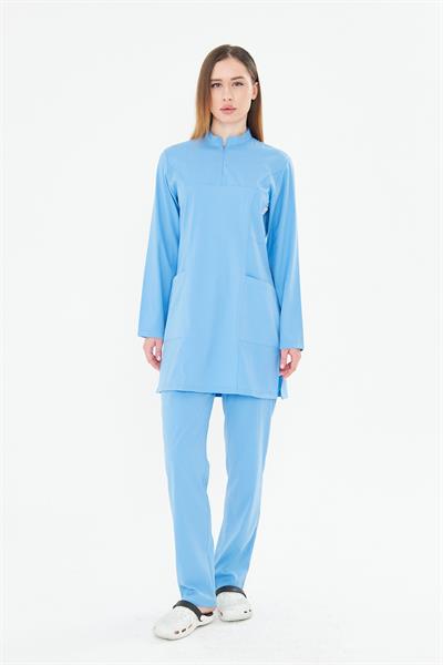 Tıpmod Açık Mavi 15-4225 Likralı Tesettür Scrubs Takım