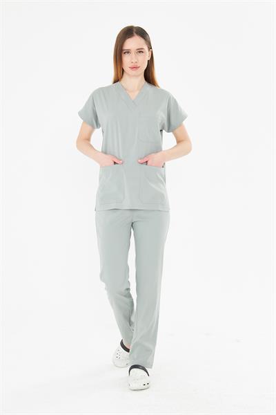 Tıpmod Gri 17-4402 Likralı Greys Scrubs Takım