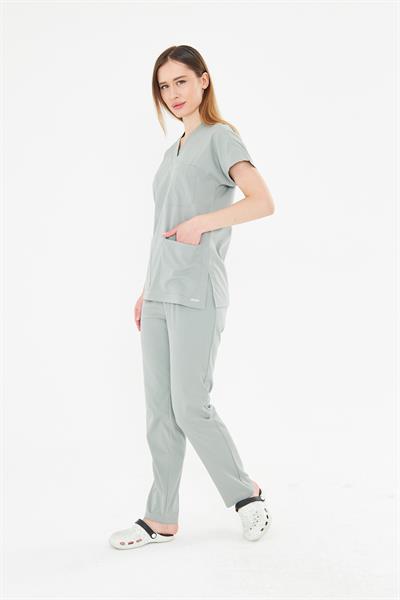 Tıpmod Gri 17-4402 Likralı Greys Scrubs Takım