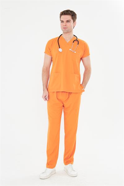 Tıpmod Turuncu 16-1253 Likralı Greys Scrubs Takım